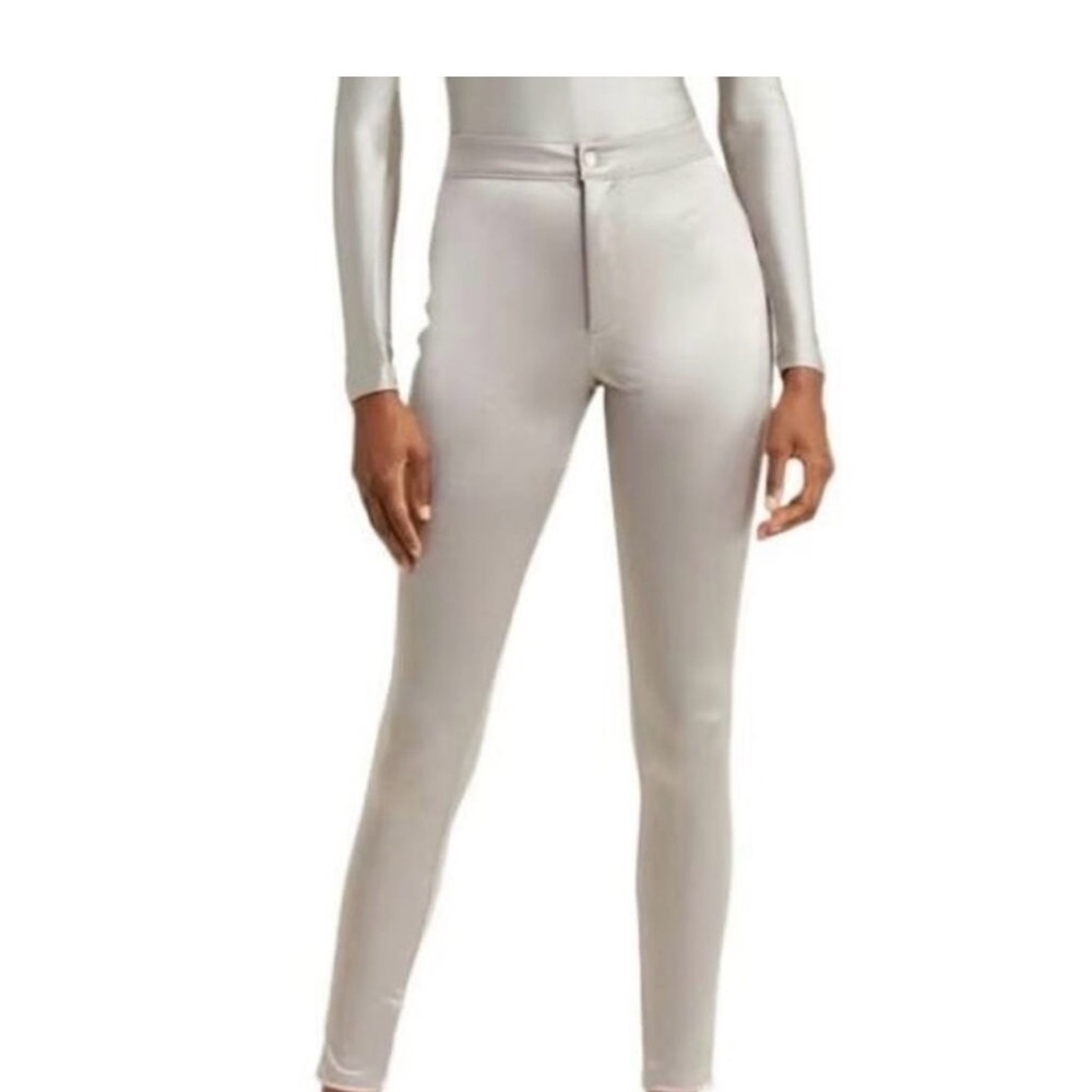 Women's High-Rise Skinny skims silver disco leggings S